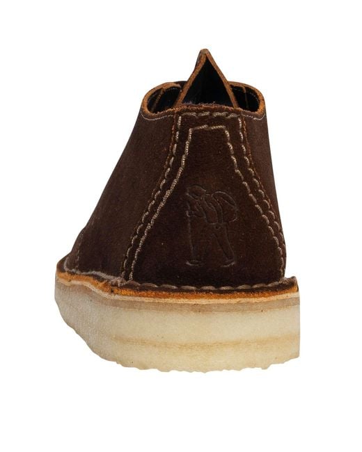 Clarks Brown Desert Trek Suede Shoes for men