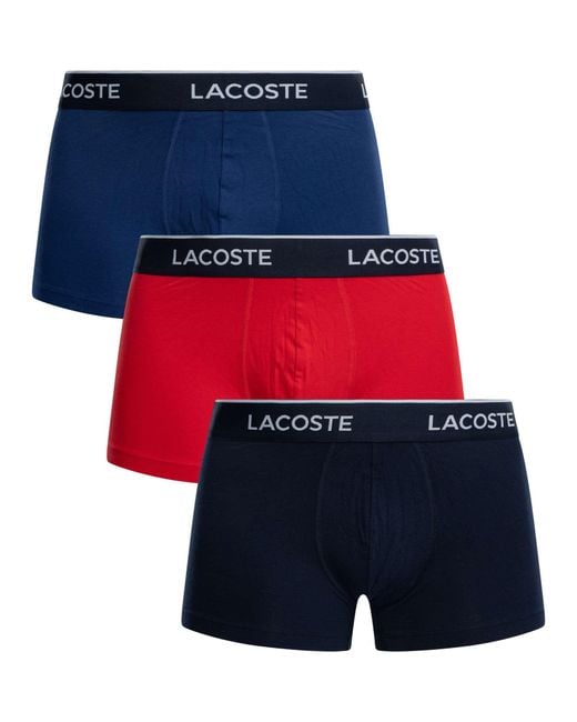 Lacoste Blue 3 Pack Cotton Stretch Trunks for men