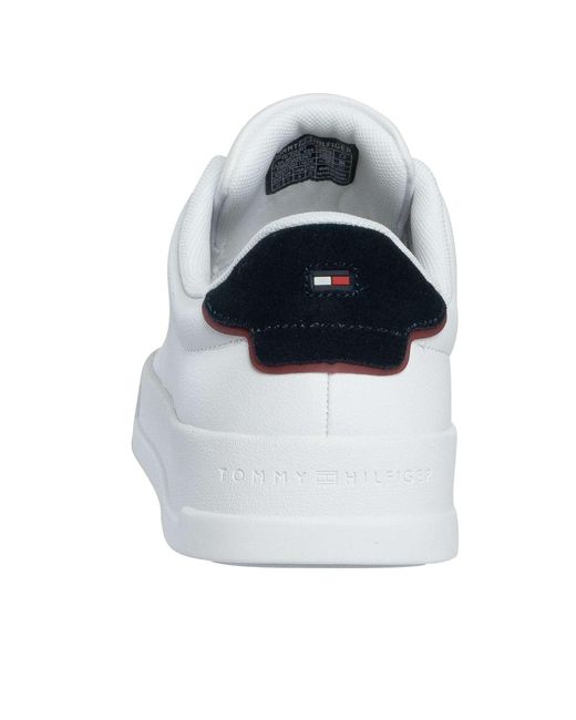 Tommy Hilfiger White Court Leather Detail Essential Trainers for men