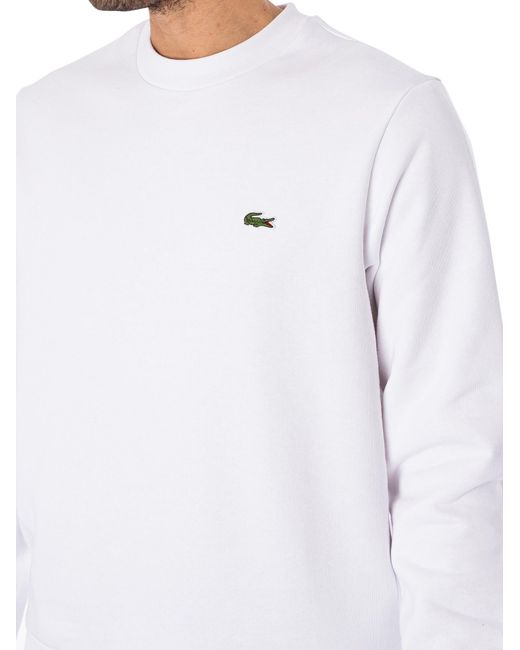Lacoste White Organic Brushed Cotton Sweatshirt for men