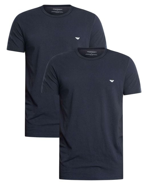Emporio Armani Blue 2 Pack Crew Lounge T-shirts for men