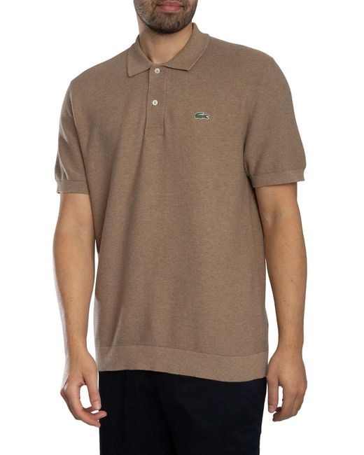 Lacoste Brown Classic Fit Knitted Polo Shirt for men