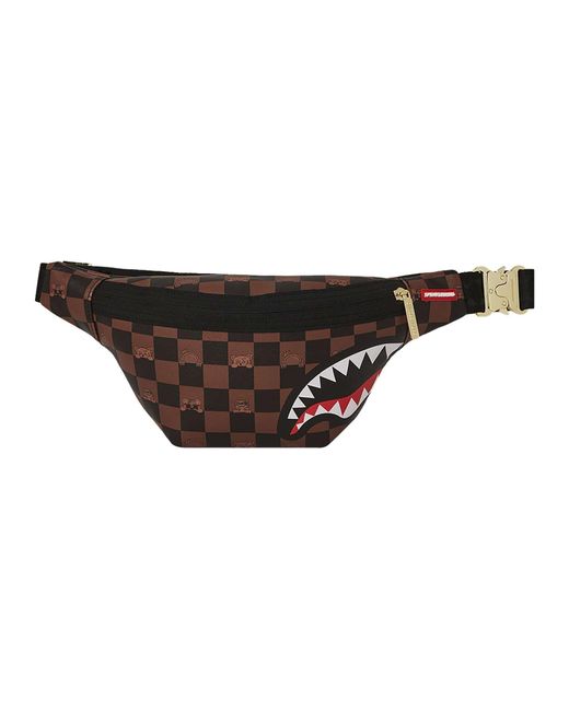 Sprayground Black Peeking Character Check Crossbody Bag for men