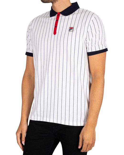 Fila White Classic Vintage Stripped Polo Shirt for men