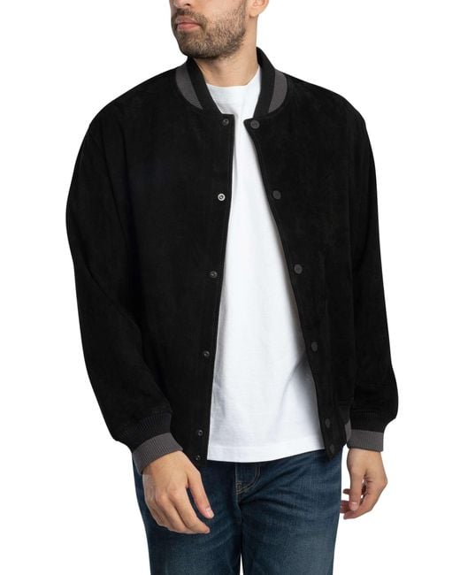 HUGO Black Ledam Suede Bomber Jacket for men
