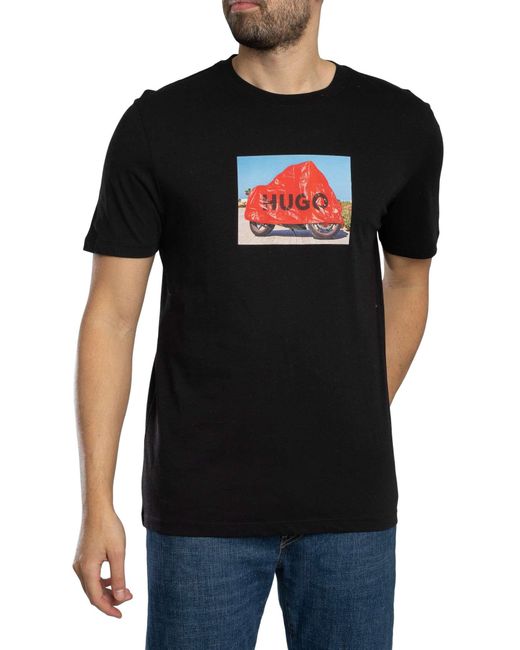 HUGO Black Dostino Graphic T-shirt for men