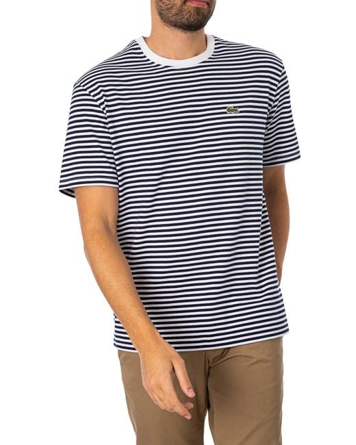 Lacoste Blue Striped Logo T-shirt for men