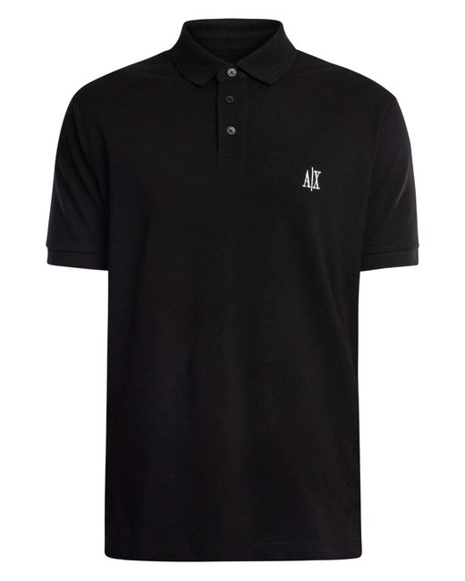 ARMANI EXCHANGE Black Chest Logo Polo Shirt for men