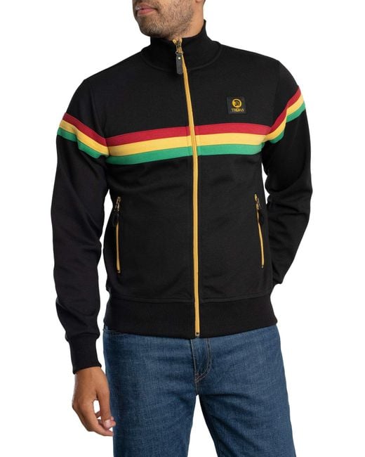 Trojan Black Retro Stripe Track Jacket for men