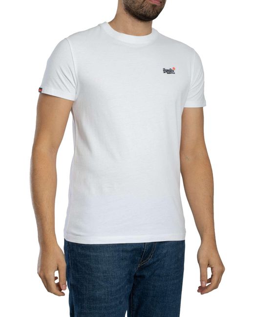 Superdry White Essential Contrast Emb T-shirt for men