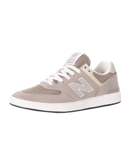 New Balance All Courts 574 Suede Trainers in White for Men | Lyst