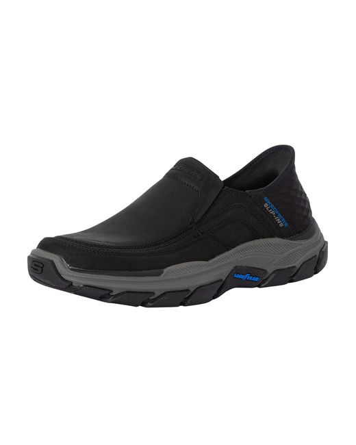 Skechers Slip-ins Leather Trainers in Black for Men | Lyst