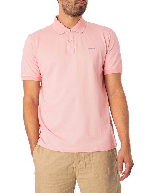 Gant Pink Regular Contrast Pique Rugger Polo Shirt for men