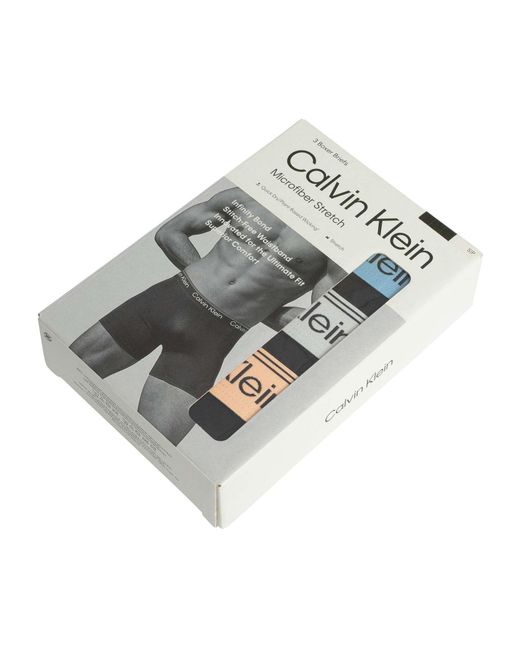 Calvin Klein Black 3 Pack Microfiber Stretch Boxer Briefs for men