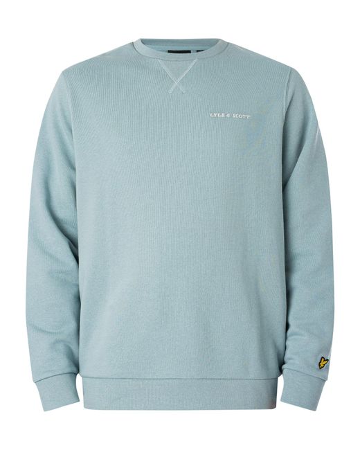 Lyle & Scott Blue Loopback Embroidered Relaxed Sweatshirt for men