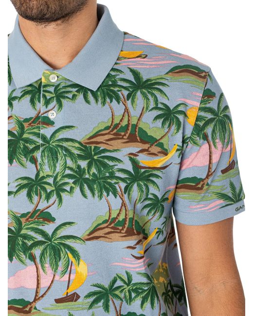 Gant Green Hawaii Print Polo Shirt for men