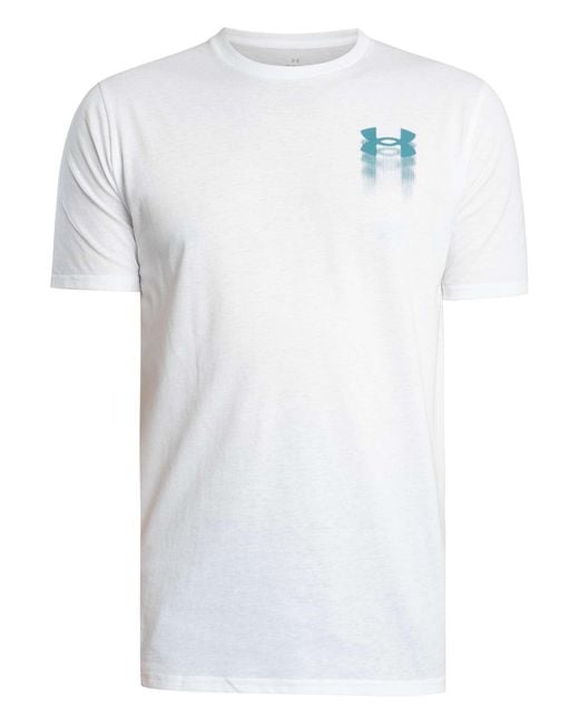 Under Armour White Blur Logo Back Graphic Loose T-shirt for men