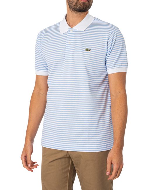 Lacoste Blue L.12.12 Striped Cotton Polo Shirt for men