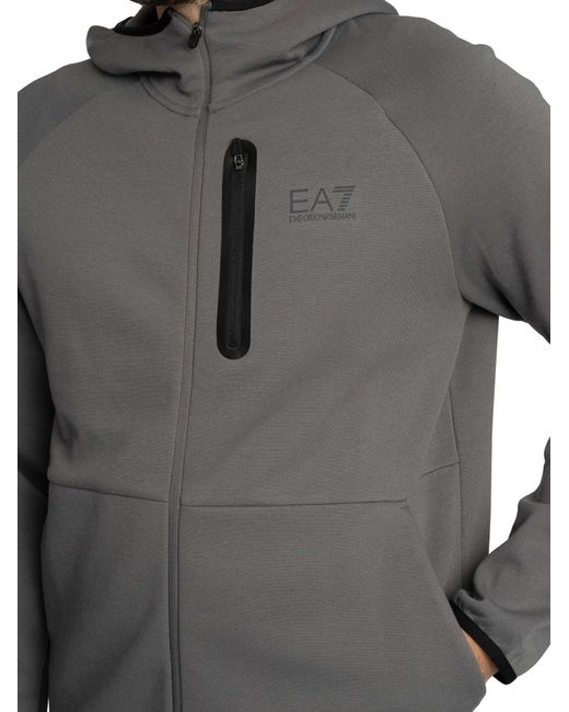 EA7 Gray Dynamic Athlete Zip Hoodie for men