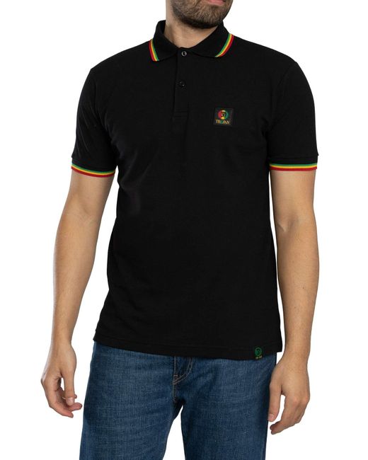Trojan Black Flag Badge Pique Polo Shirt for men