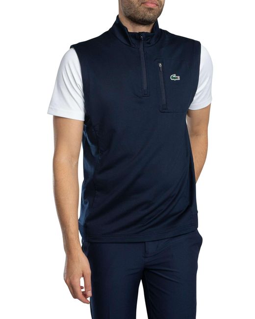 Lacoste Blue Quarter Zip Layering Golf Gilet for men