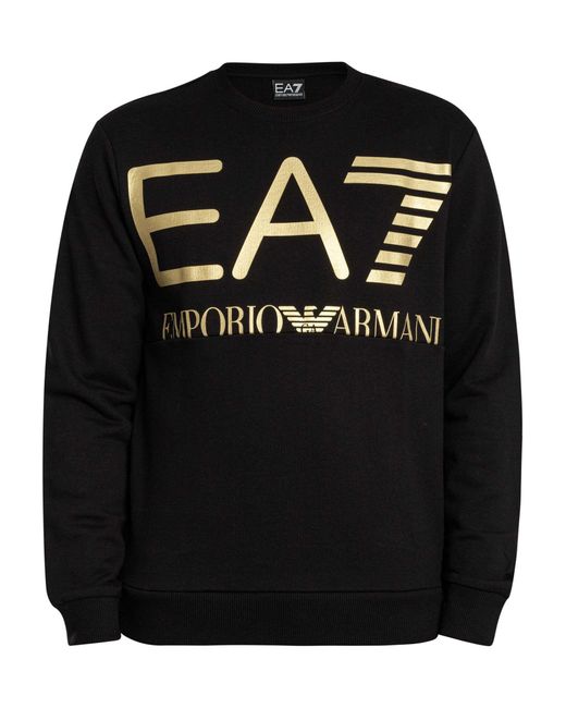 EA7 Black Big Logo Graphic Sweatshirt for men