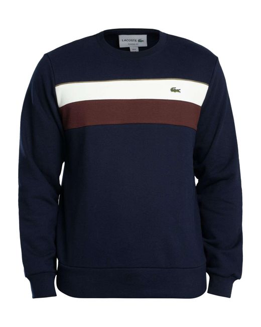 Lacoste Blue Colour Block Fleece Sweatshirt for men