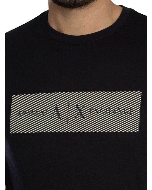ARMANI EXCHANGE Black Stripe Logo T-shirt for men