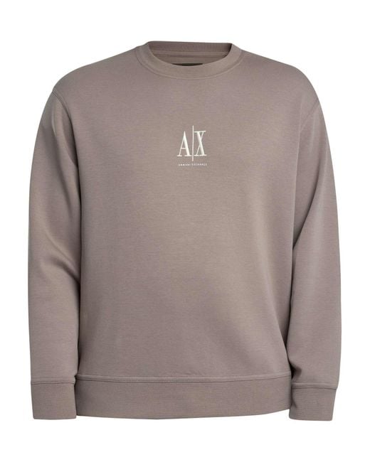 ARMANI EXCHANGE Gray Embroidered Centre Logo Sweatshirt for men