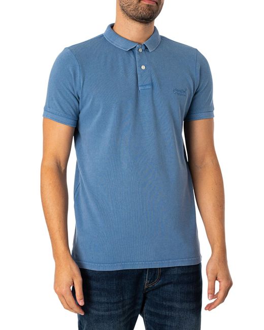 Superdry Blue Vint Destroy Polo Shirt for men