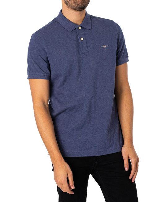 Gant Blue Regular Shield Pique Polo Shirt for men