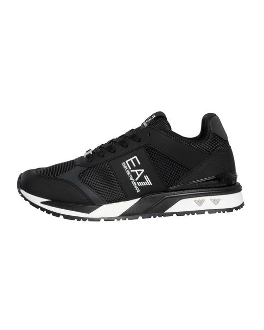 EA7 Black Mesh Logo Trainers for men