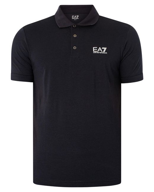 EA7 Black Logo Polo Shirt for men