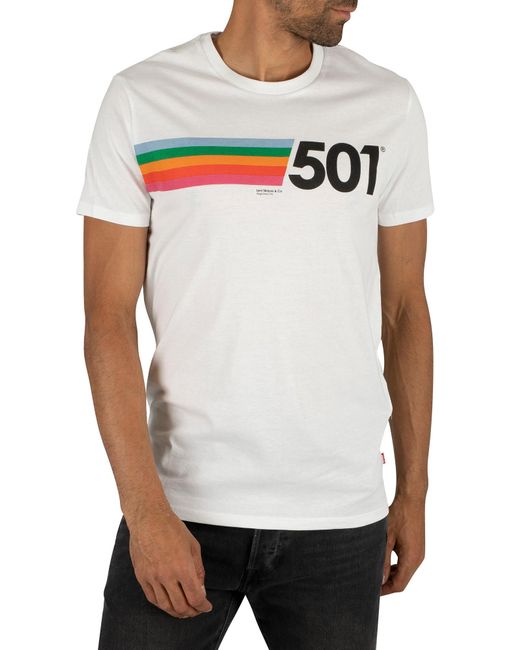 Patético Londres Canoa Levi's 501 White Rainbow Stripe T-shirt for Men | Lyst Australia