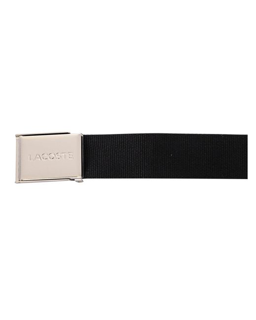 Lacoste Black Engraved Buckle Woven Belt for men