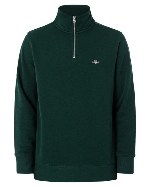 Gant Green Regular Shield Half Zip Sweatshirt for men