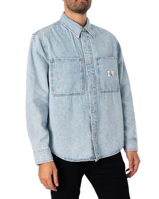 Calvin Klein Blue Chest Pocket Overshirt for men