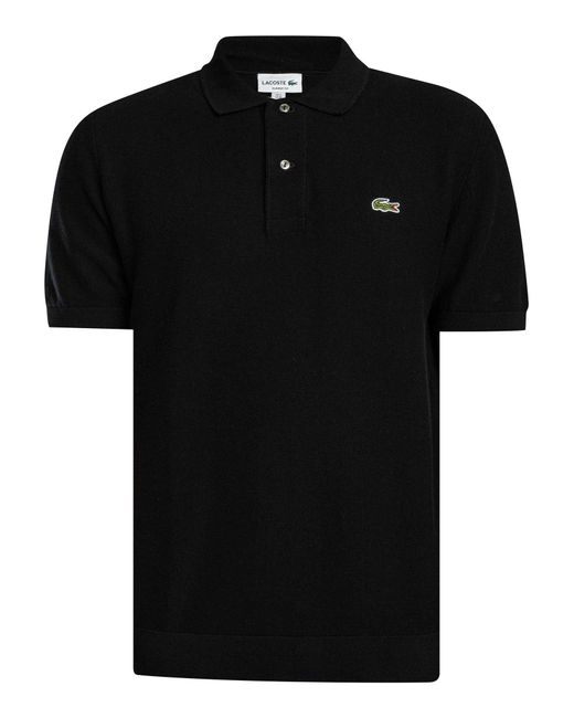 Lacoste Black Knitted Logo Polo Shirt for men