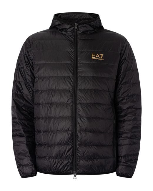 EA7 Black Woven Down Jacket for men