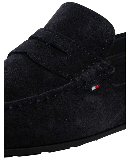 Tommy Hilfiger Blue Core Suede Driver Shoes for men