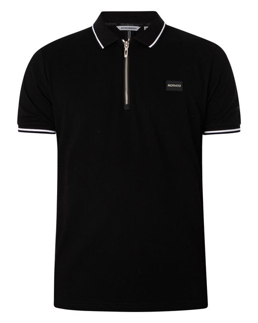 Antony Morato Black Logo Zip Polo Shirt for men