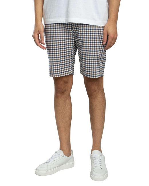 Weekend Offender Blue Ivan Check Shorts for men