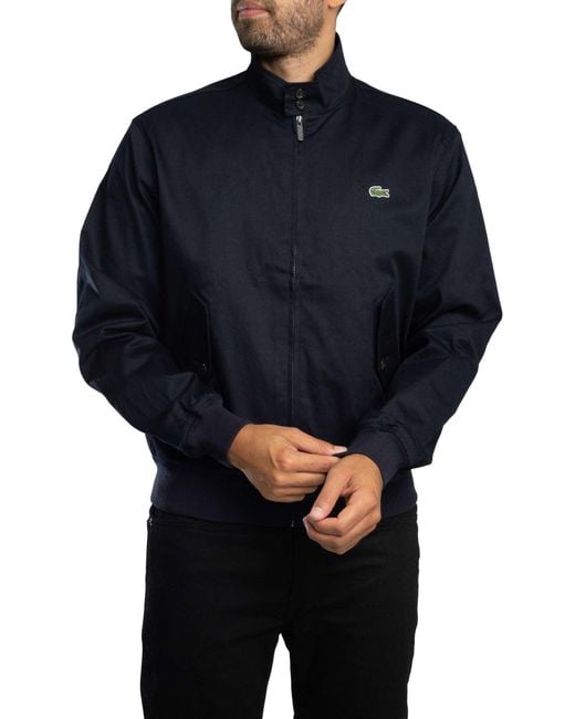 Lacoste Blue Water Repellent Twill Harrington Jacket for men