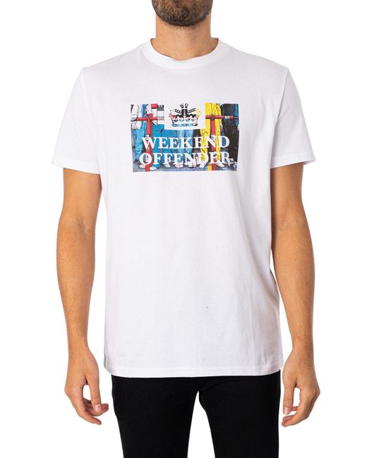 Weekend Offender White Bissel Graphic T-shirt for men