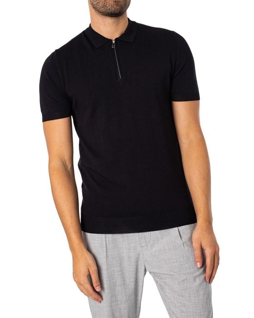 Antony Morato Black Super Slim Fit Zip Polo Shirt for men