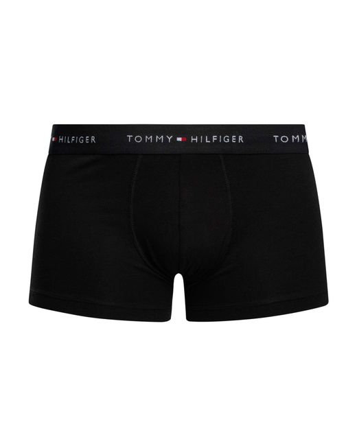 Tommy Hilfiger Black 3 Pack Signature Cotton Essentials Trunks for men