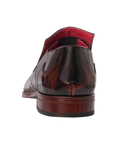 Jeffery West Brown Polished Leather Loafers for men