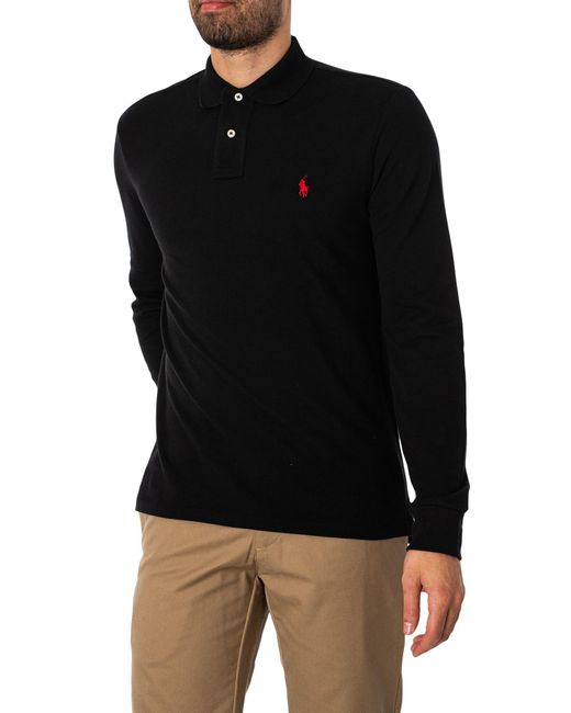 Polo Ralph Lauren Black Longsleeved Slim Polo Shirt for men