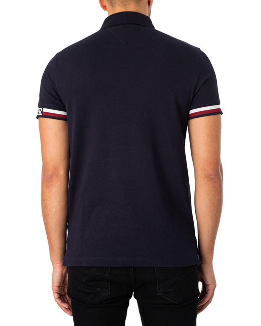 Black Men Lyst Slim Australia Polo in Monotype Hilfiger Tommy Shirt for | Flag Cuff