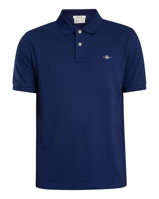 Gant Blue Regular Shield Pique Polo Shirt for men